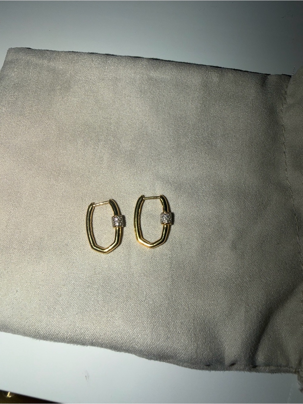 Bristol 18k Gold Vermeil Huggie Earrings in White Sapphire - Picture 3 of 3